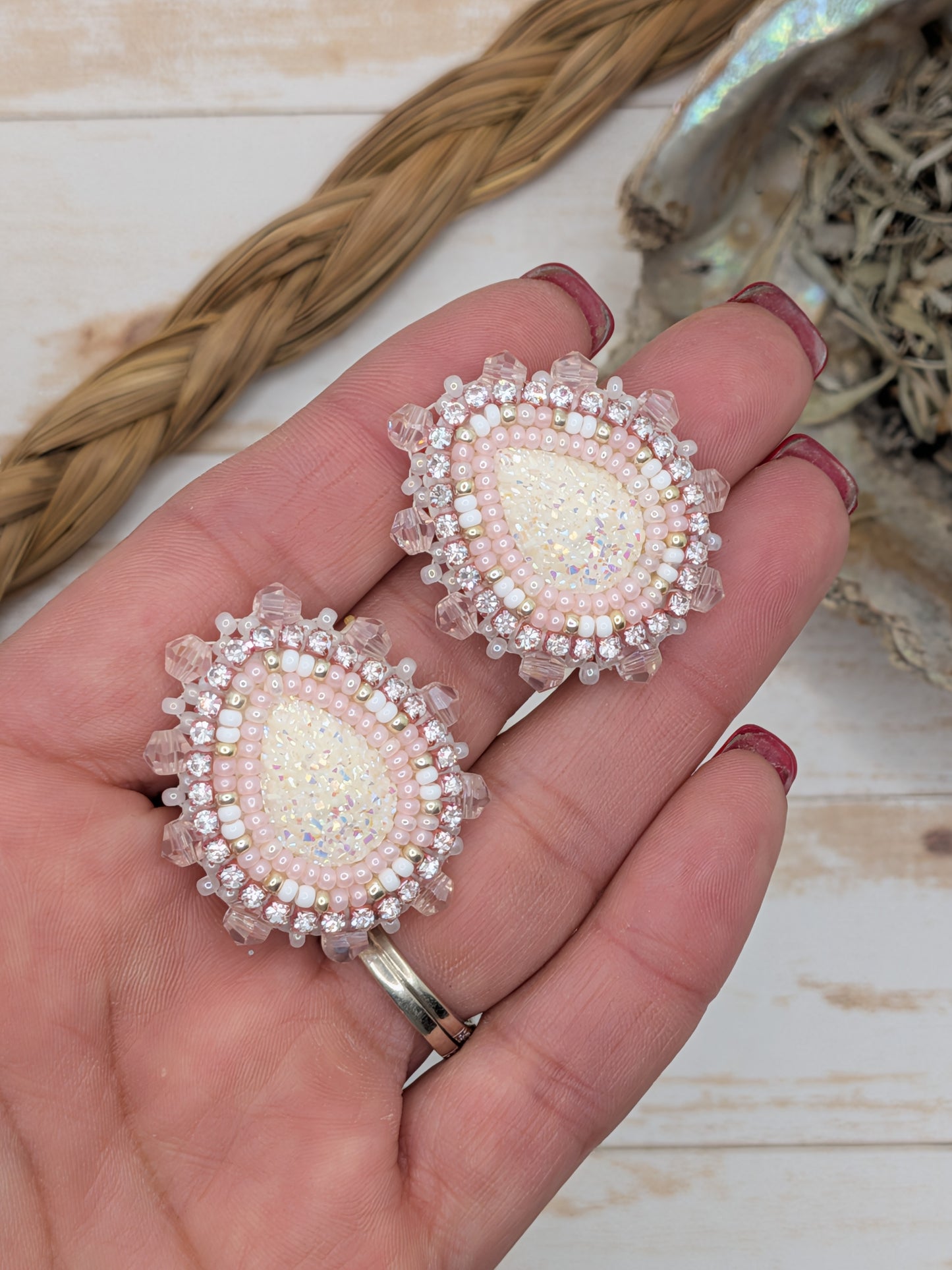 Mini Pink and White Earrings
