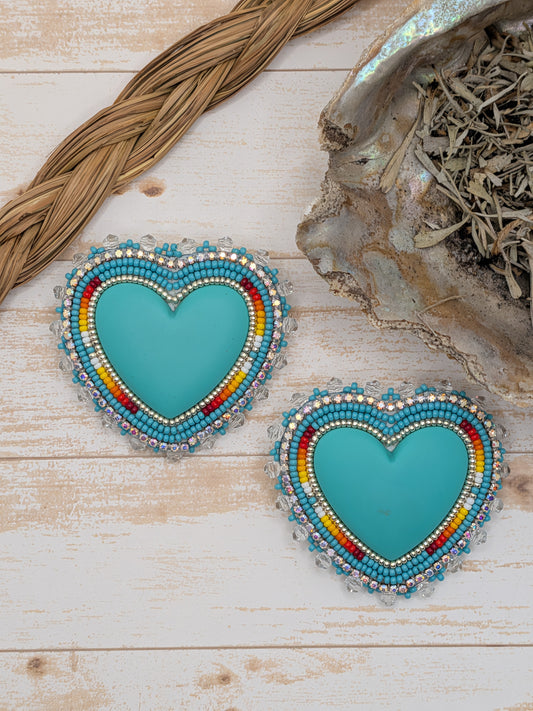Large Turquoise Heart Earrings