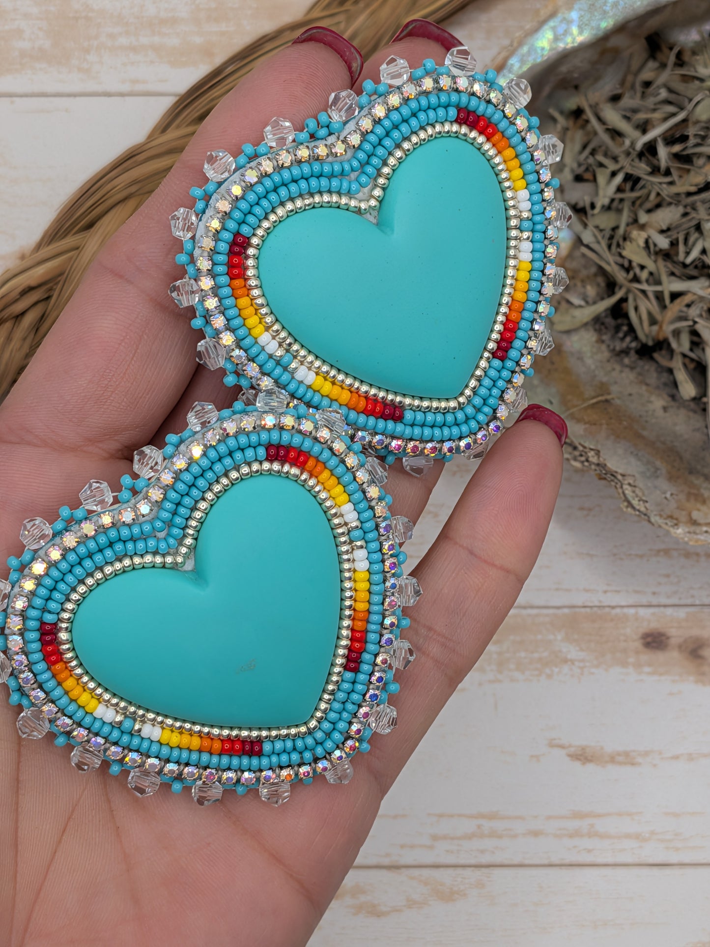 Large Turquoise Heart Earrings