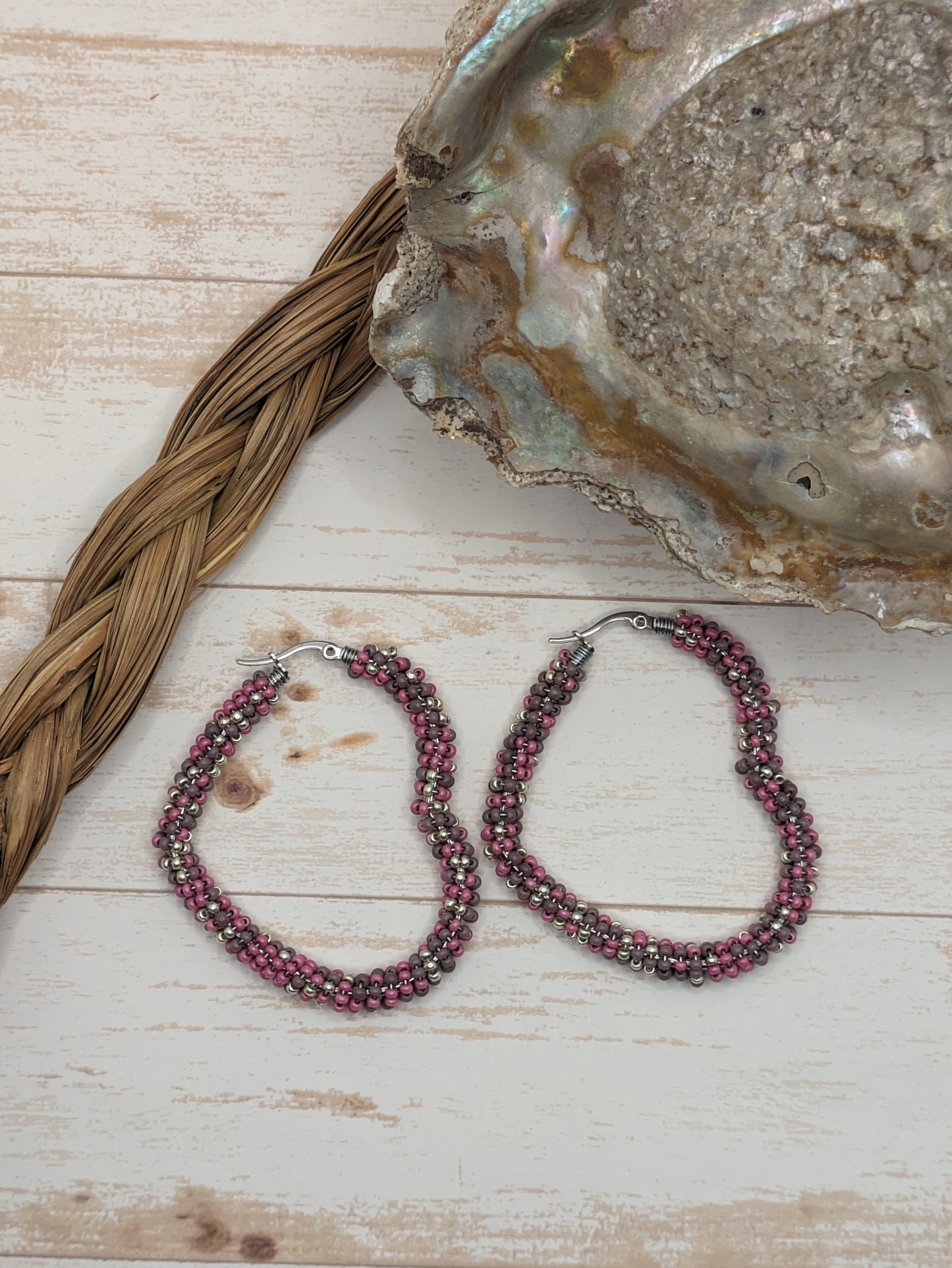 Hoops- Pink and Purple Hearts