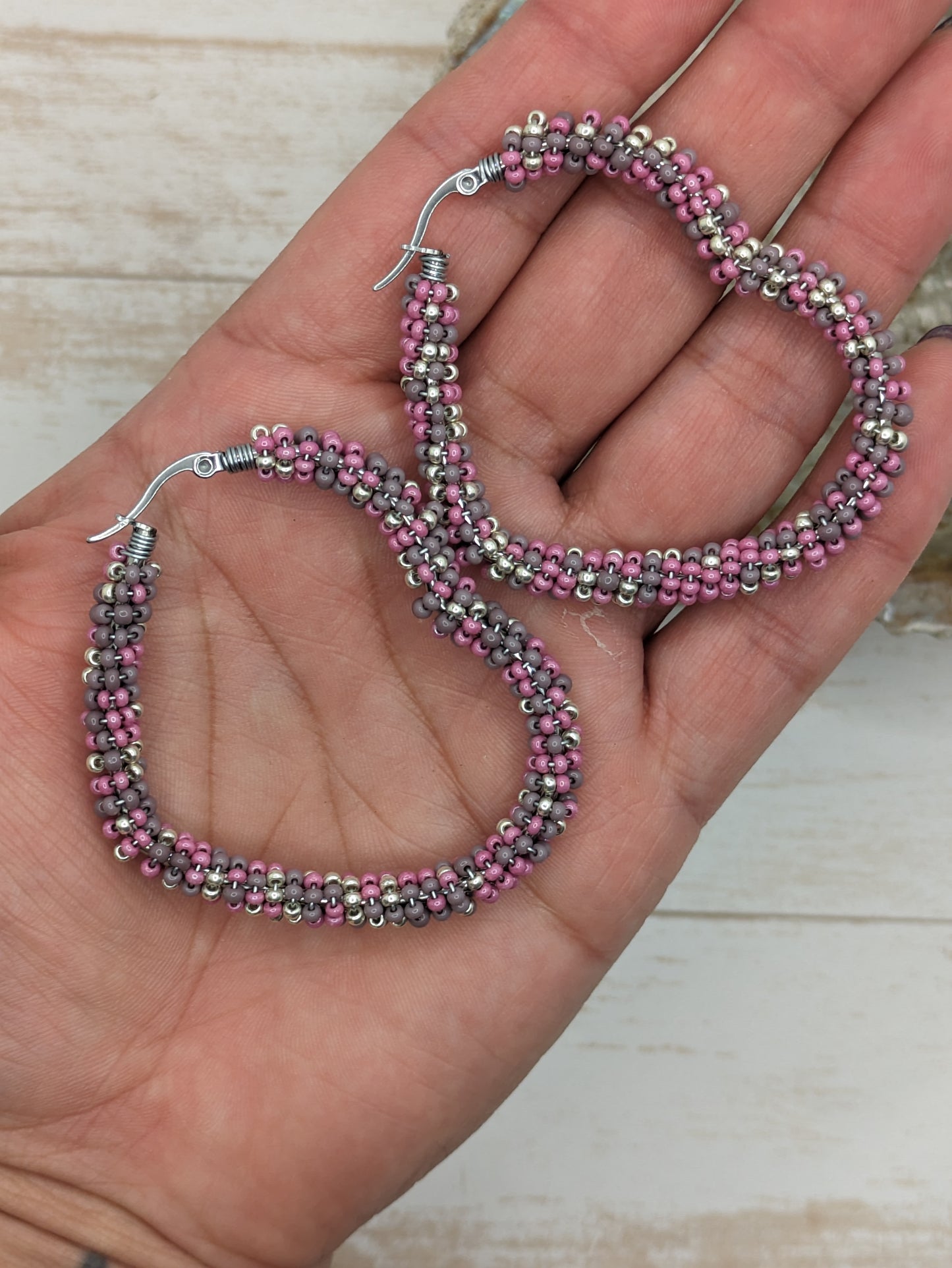 Hoops- Pink and Purple Hearts