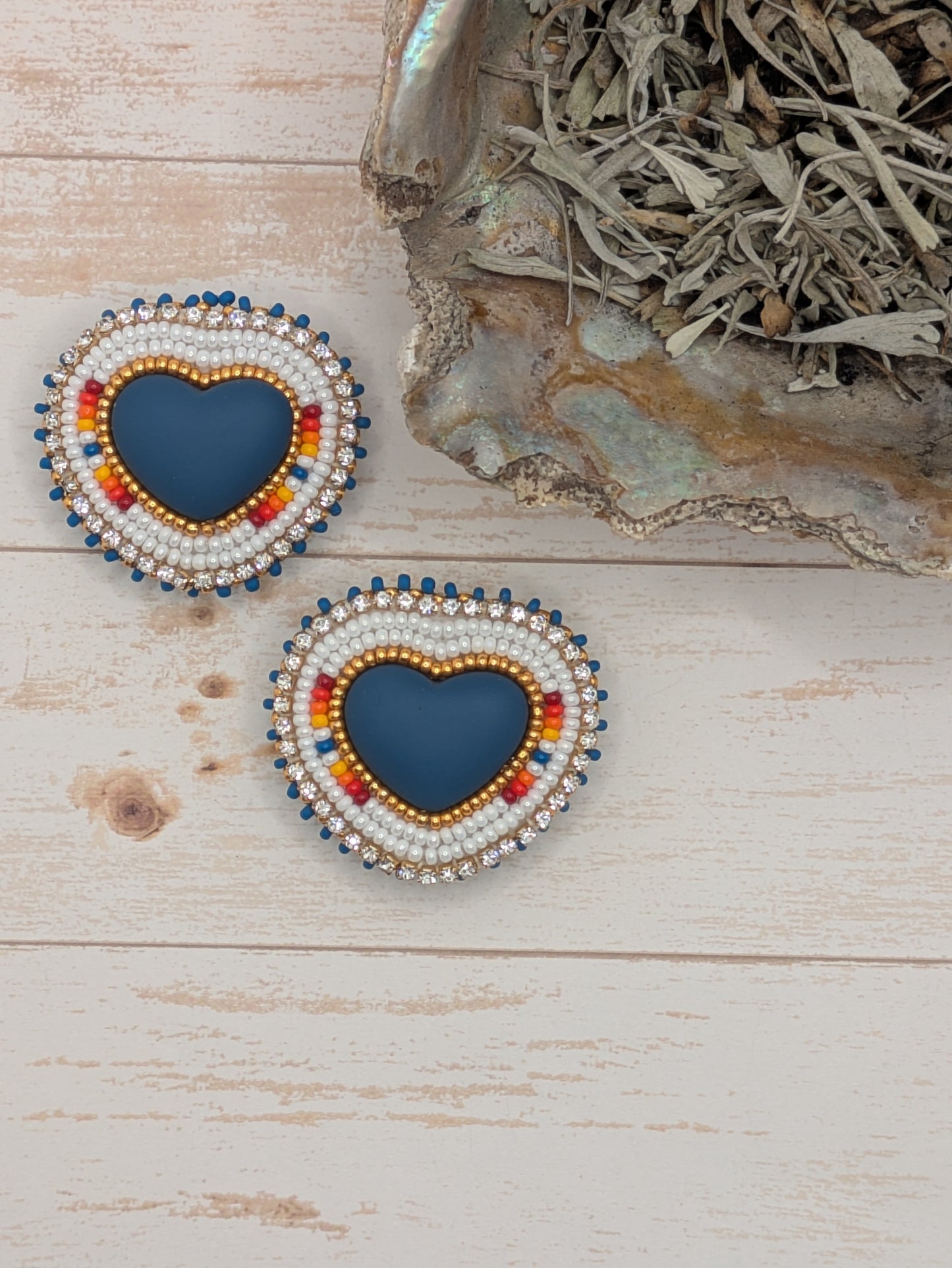 Med- Fire, White & Blue- Heart