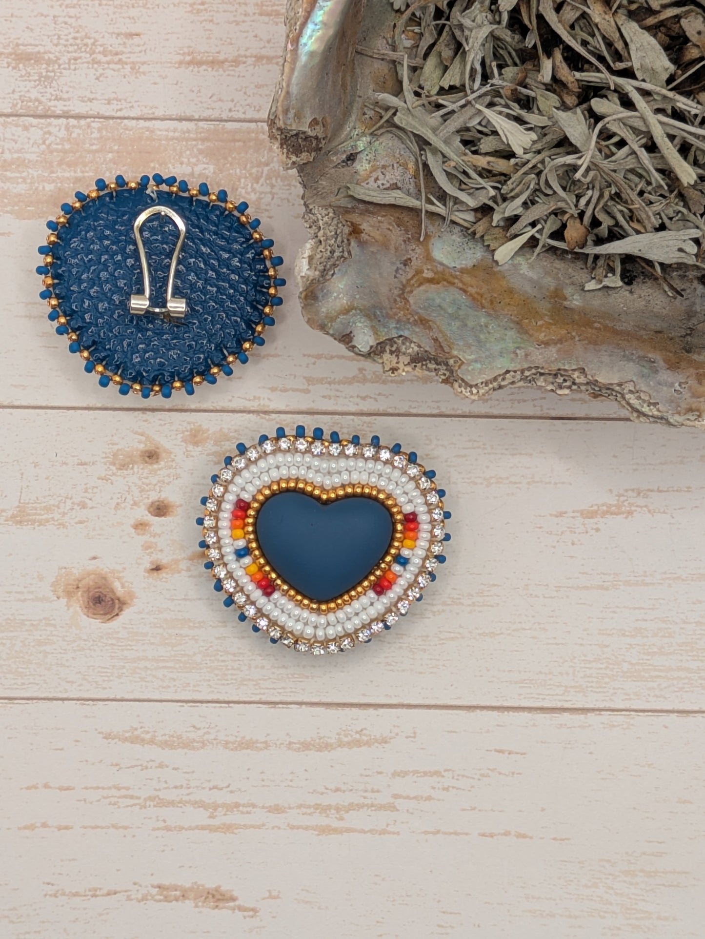 Med- Fire, White & Blue- Heart