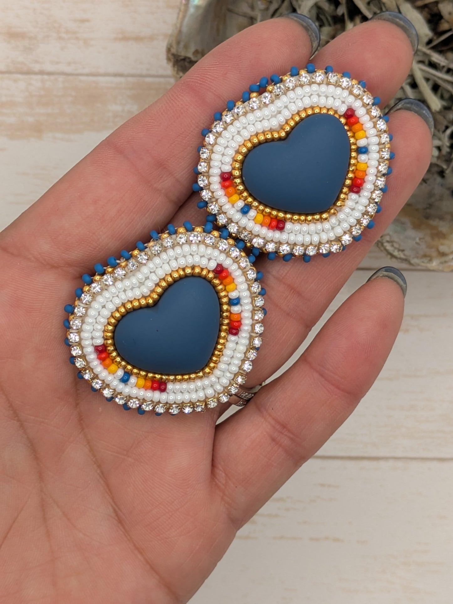 Med- Fire, White & Blue- Heart