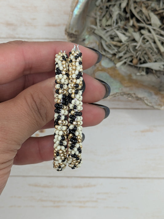 Hoops- Black, Bone & Gold- Lrg