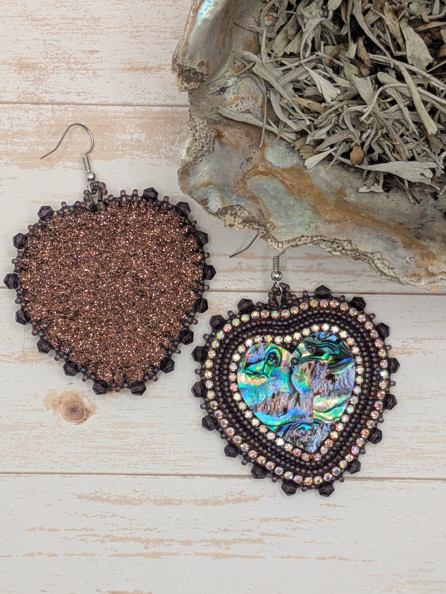 Hooks- Abalone & Purple- Hearts