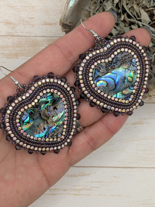 Hooks- Abalone & Purple- Hearts