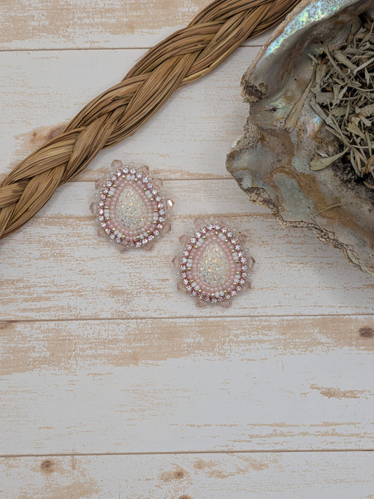 Mini Pink and White Earrings