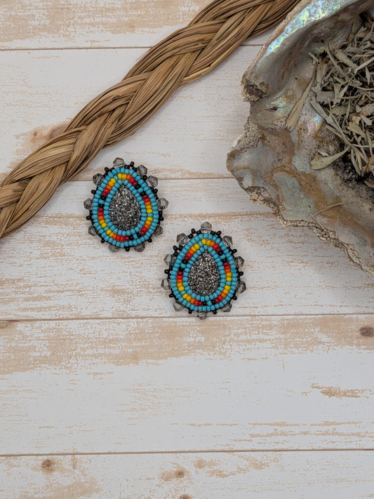 Mini Turquoise and Gray Earrings