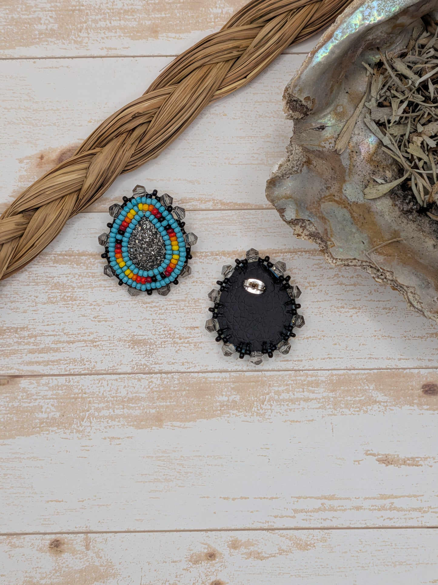 Mini Turquoise and Gray Earrings