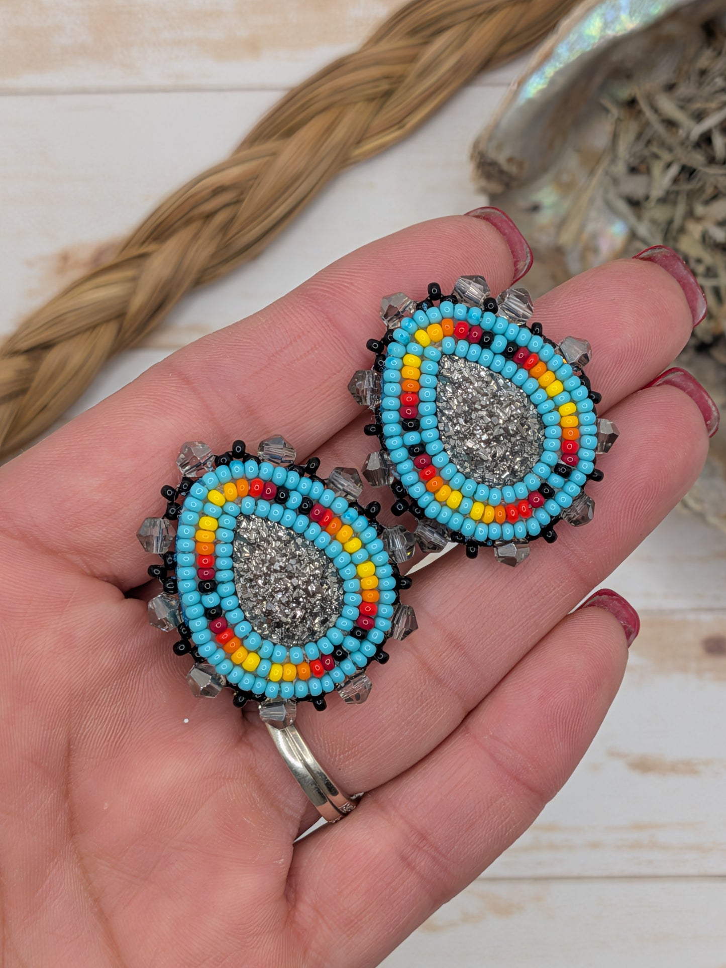 Mini Turquoise and Gray Earrings